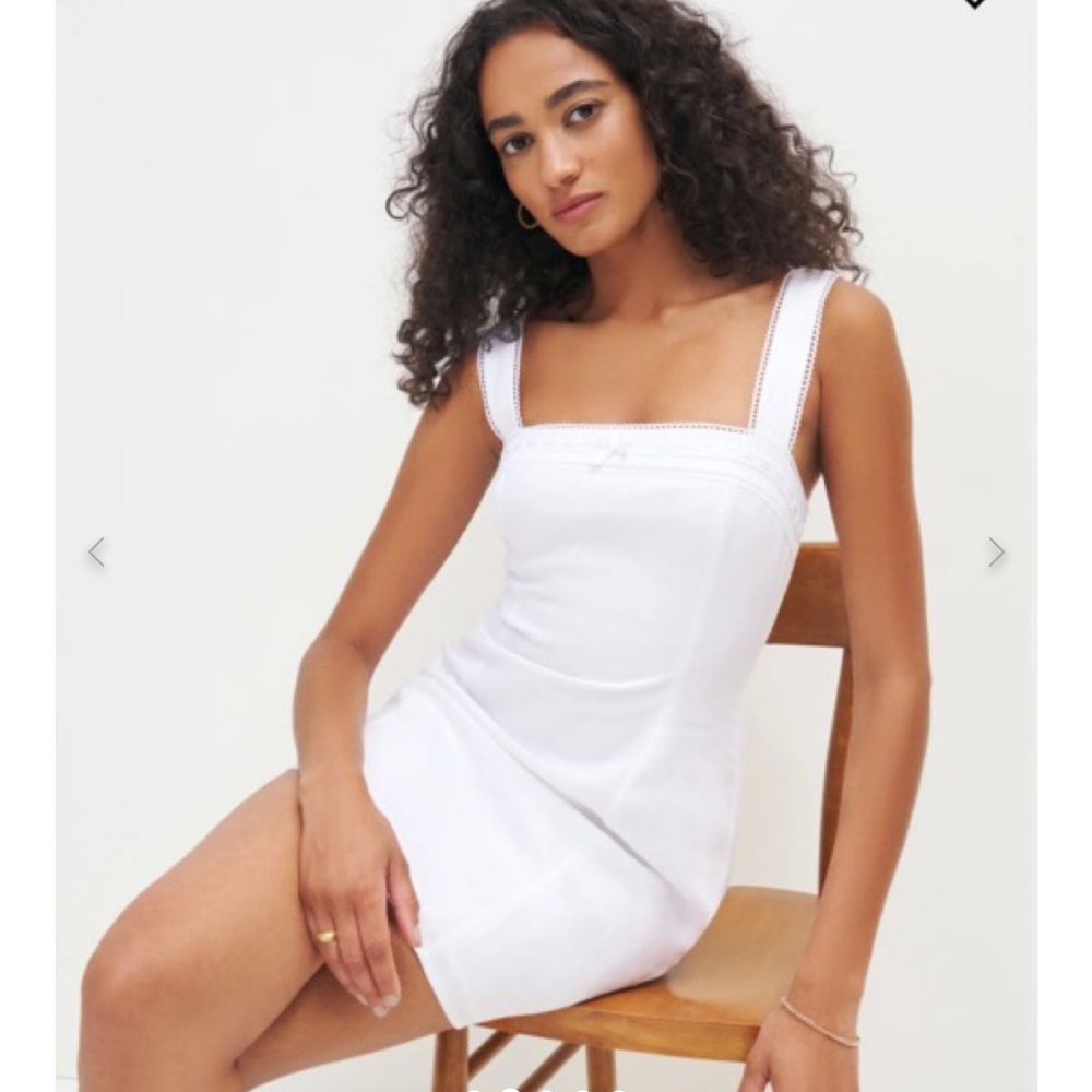 NWT REFORMATION Elana Linen Mini Dress, White, size 2